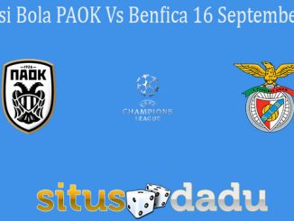 Prediksi Bola PAOK Vs Benfica 16 September 2020